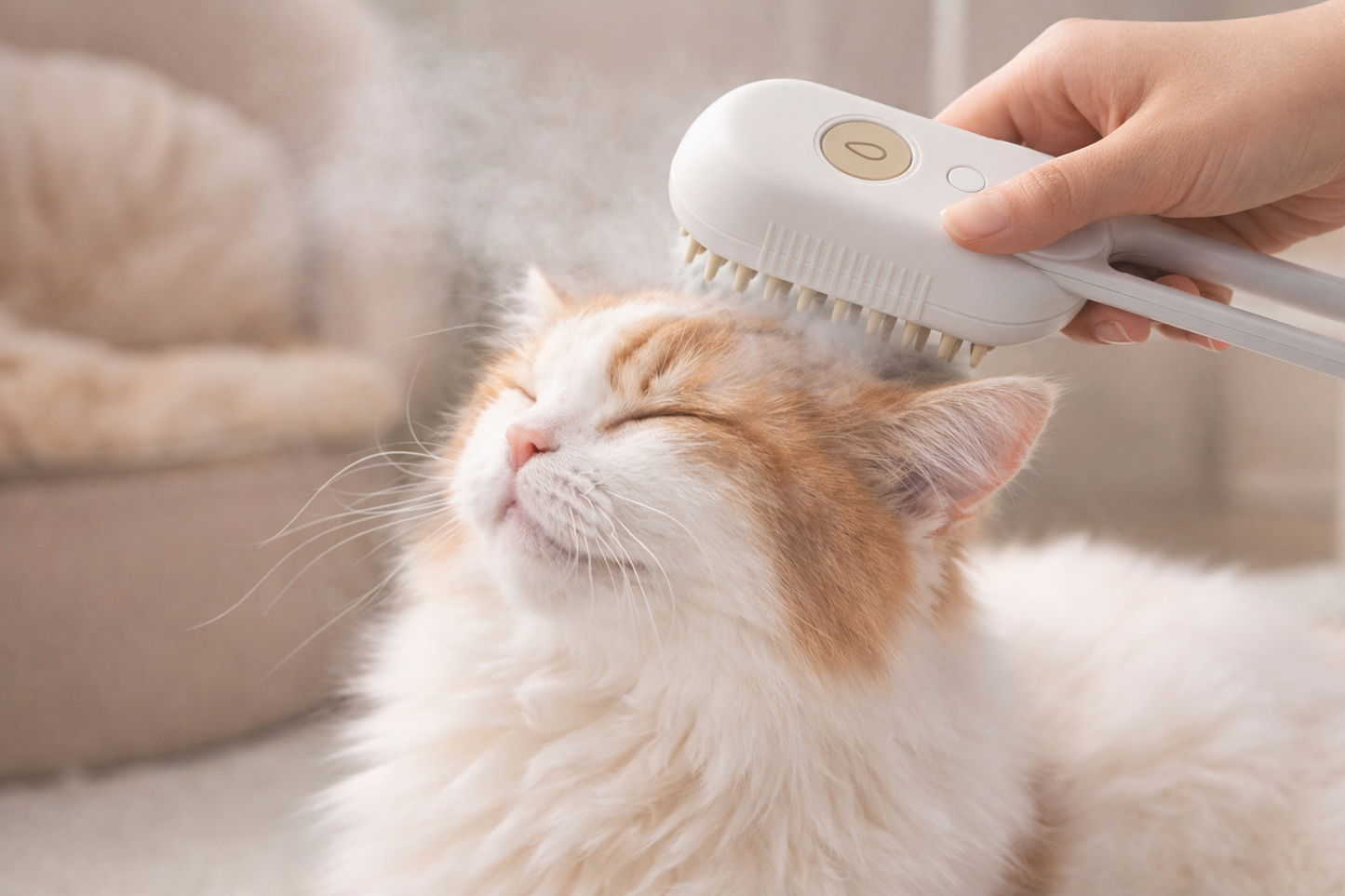 מברשת קיטור חשמלית נטענת לחיות המחמד - מסרק טיפוח 3 ב-1 עם תרסיס מים לחתולים ולכלבים.